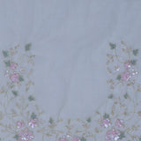 Soft Oilve Green Organza Embroidery Saree With Scallop Border