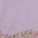 Salmon Pink Organza Embroidery Saree With Pearls And Sequins Detailing