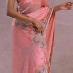 Rose Pink Soft Organza Embroidery Saree