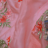 Rose Pink Soft Organza Embroidery Saree