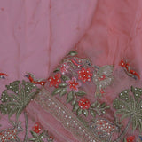 Rose Pink Soft Organza Embroidery Saree