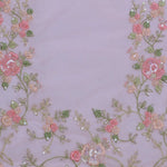 Lemonade Pink Organza Embroidery Saree With Pearls And Sequins Detailing