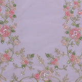 Lemonade Pink Organza Embroidery Saree With Pearls And Sequins Detailing