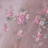 Almond Beige Organza Saree With Scallop Border