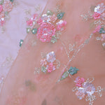 Soft Peach Organza Embroidery Saree