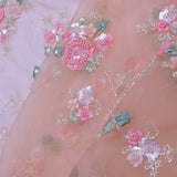 Soft Peach Organza Embroidery Saree