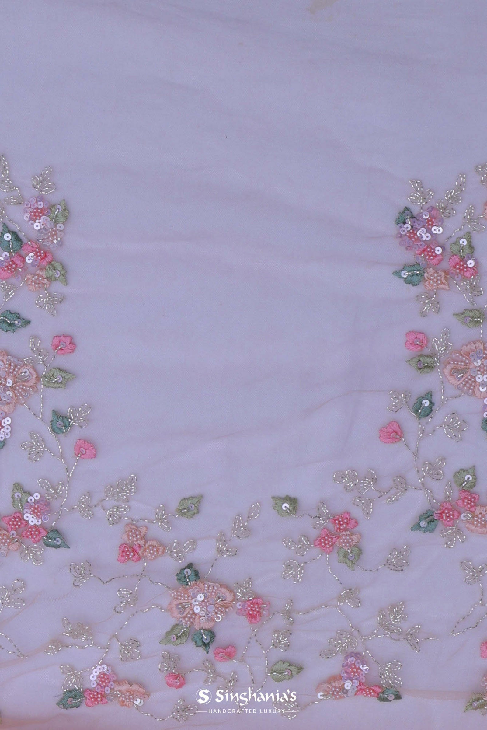 Soft Peach Organza Embroidery Saree