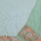 Pistachio Green Organza Embroidery Saree With Floral Border