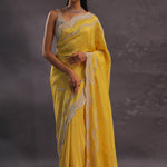 Yellow Organza With Scallop Border