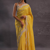 Yellow Organza With Scallop Border