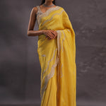 Yellow Organza With Scallop Border