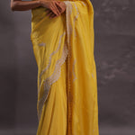 Yellow Organza With Scallop Border