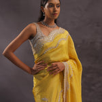 Yellow Organza With Scallop Border