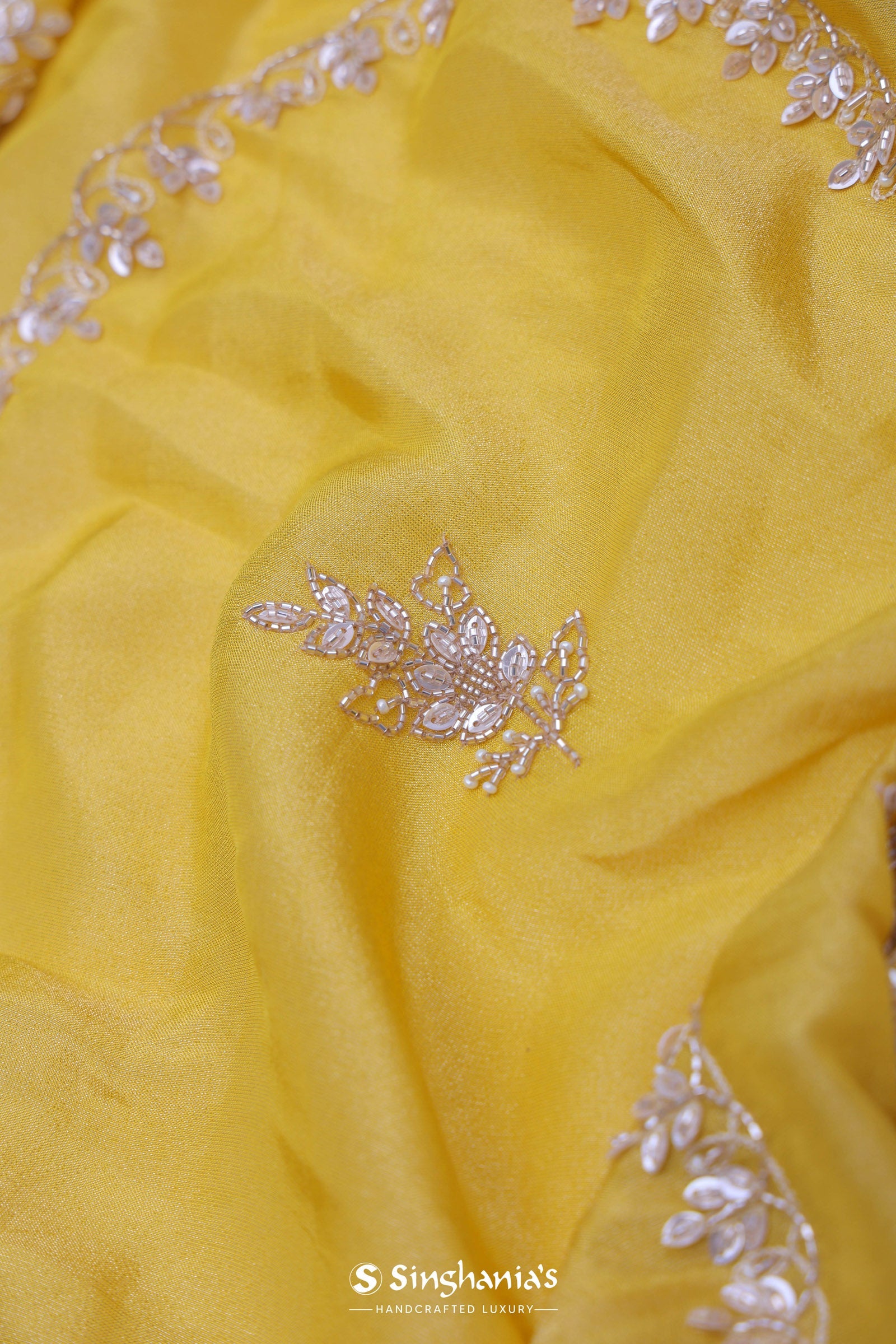 Yellow Organza With Scallop Border