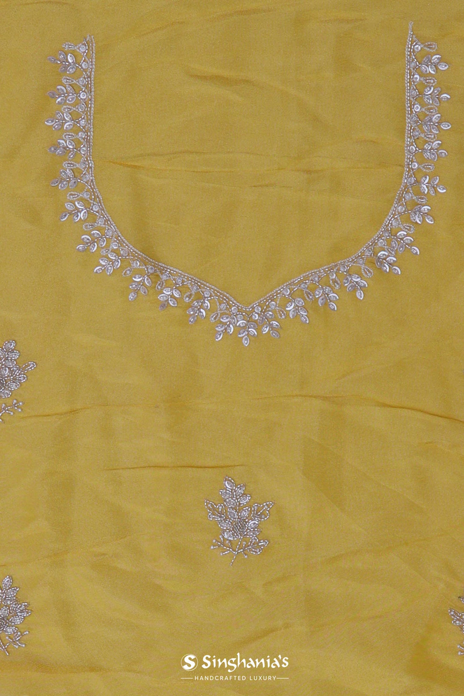 Yellow Organza With Scallop Border