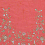 Salmon Pink Organza Embroidery Saree With Pearls And Sequins Detailing