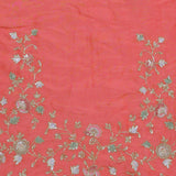 Salmon Pink Organza Embroidery Saree With Pearls And Sequins Detailing