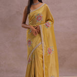 Granola Yellow Organza Embroidery Saree