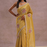 Granola Yellow Organza Embroidery Saree