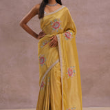 Granola Yellow Organza Embroidery Saree