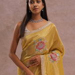 Granola Yellow Organza Embroidery Saree