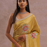 Granola Yellow Organza Embroidery Saree