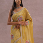 Granola Yellow Organza Embroidery Saree