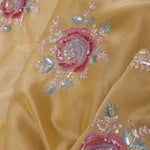 <img> Granola Yellow Organza Embroidery Saree