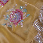 Granola Yellow Organza Embroidery Saree