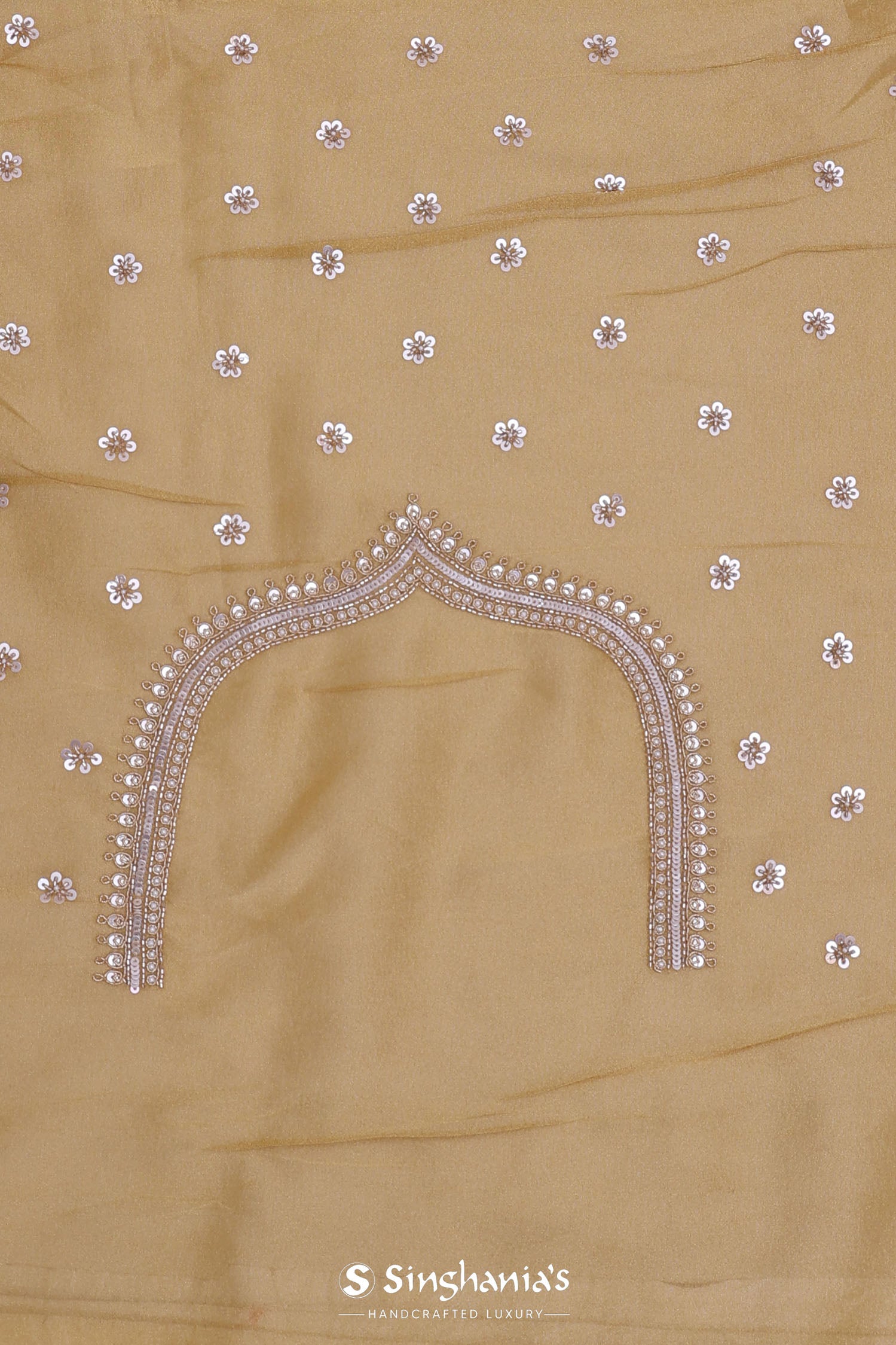 <img> Granola Yellow Organza Embroidery Saree