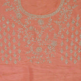 Cantaloupe Orange Organza Embroidery Saree With Scallop Border