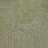 Pista Green Banarasi Tissue Saree With Scallop Border