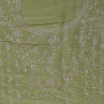 Olive Green Organza Embroidery Saree With Scallop Border