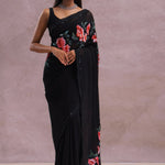 Black Organza Embroidery Saree With Sequins Work