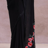 Black Organza Embroidery Saree With Sequins Work