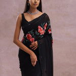 Black Organza Embroidery Saree With Sequins Work