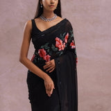 Black Organza Embroidery Saree With Sequins Work