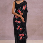Black Organza Embroidery Saree With Sequins Work