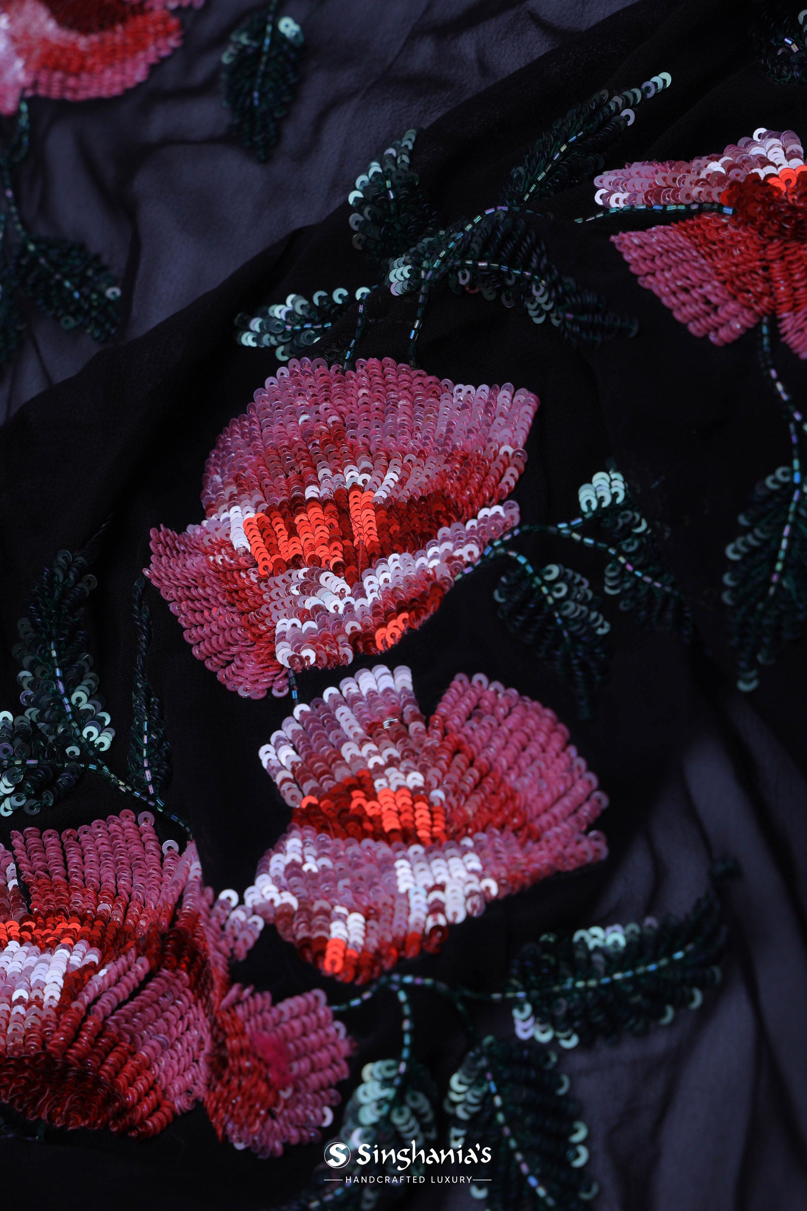 Black Organza Embroidery Saree With Sequins Work