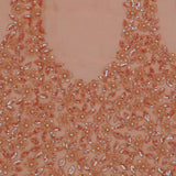 Cantaloupe Orange Organza Embroidery Saree With Small Scallop Border