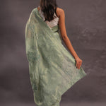 Sage Green Organza Embroidery Saree With Small Scallop Border