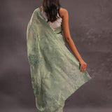 Sage Green Organza Embroidery Saree With Small Scallop Border