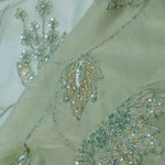 Sage Green Organza Embroidery Saree With Small Scallop Border