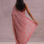 Pinkish Peach Organza Embroidery Saree