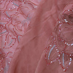 Pinkish Peach Organza Embroidery Saree