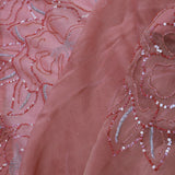 Pinkish Peach Organza Embroidery Saree