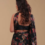 Black Georgette Lehenga Set With Sequins And Beads Work