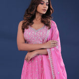 Pink Georgette Lehenga Set