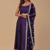 Dark Purple Georgette Anarkali Set