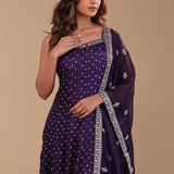 Dark Purple Georgette Anarkali Set